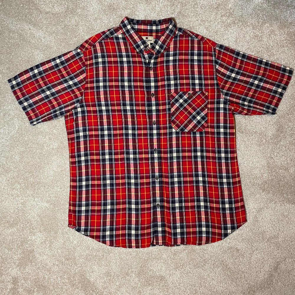 Woolrich Plaid Button Down Short Sleeve Shirt Size medium